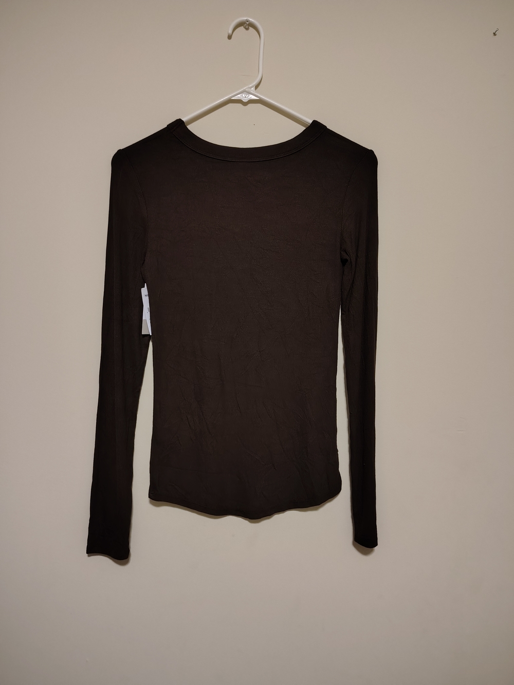 bp Ribbed Long-Sleeve Crewneck Top - Dark Brown - Picture 6 of 8